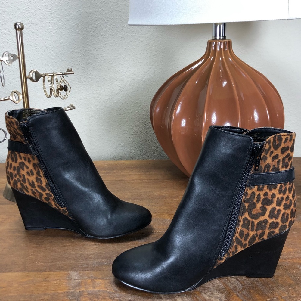 NWT New Direction Black-Leopard Vegan Leather Boot - Picture 4 of 8